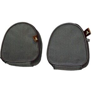 Emirates Airline Travel Amenity Bag LOT 2 Brown Logo Zip Belt Strap Pouch Empty